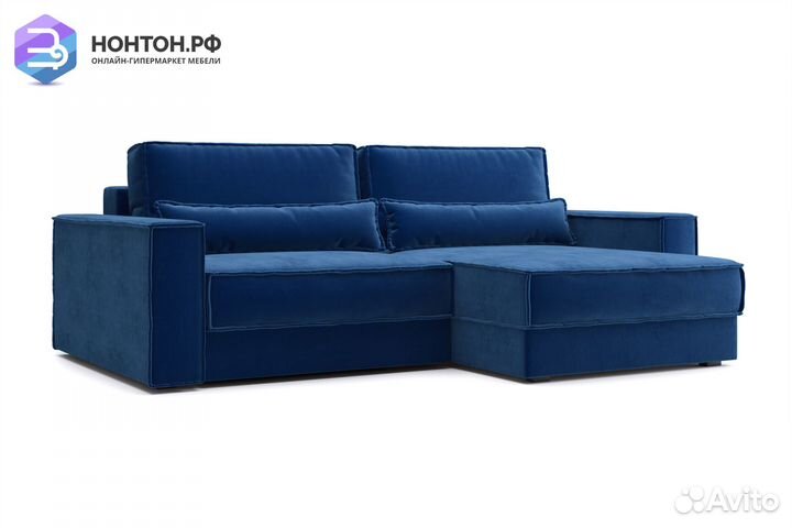 Диван угловой тик-так Сохо темно-синий