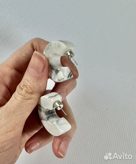 Серьги под кахолонг, кварц, zarina