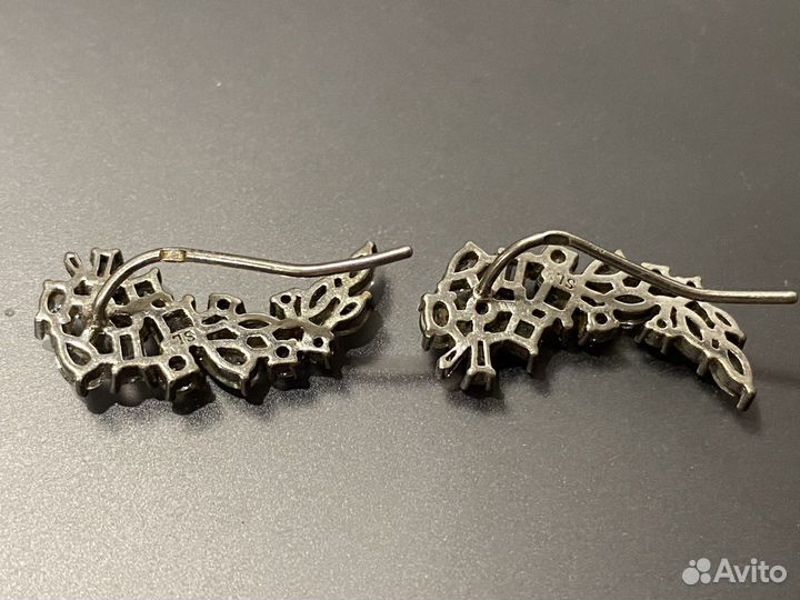 Серьги кафы серебро 925 пробы