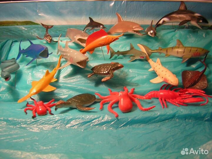 Игрушки Рыбы, морские животные, дайверы, акула