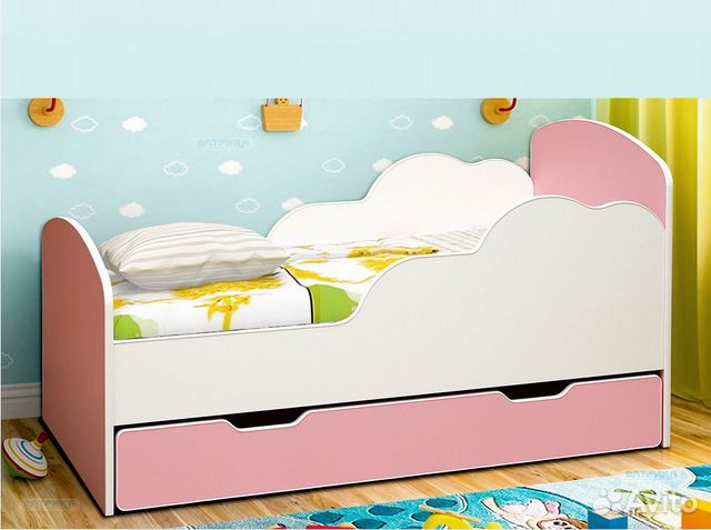 Детская кровать от 3 лет с бортиками. Разные цвета
