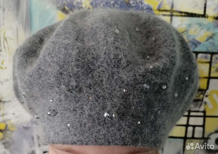 Берет из ангоры, на зиму