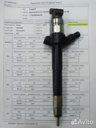 Форсунки Denso Mitsubishi Pajero4 1465A054