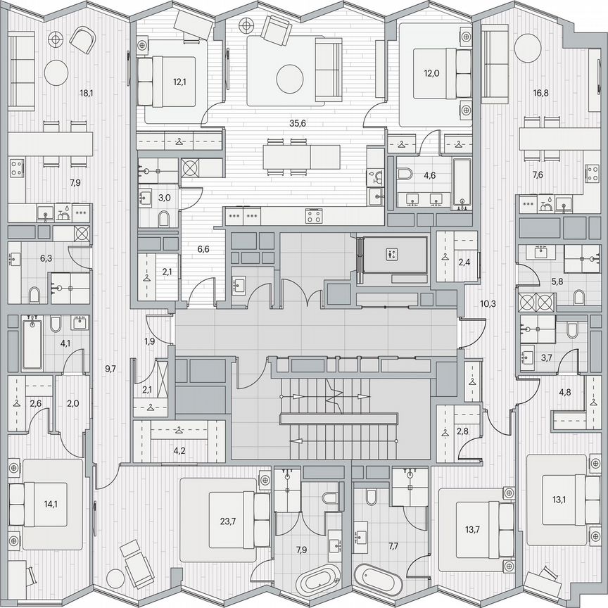 2-к. квартира, 106,7 м², 2/10 эт.