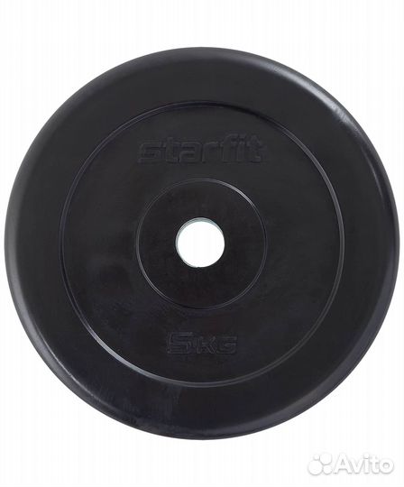 Диск обрезиненный starfit BB-202 5 кг, d26 мм