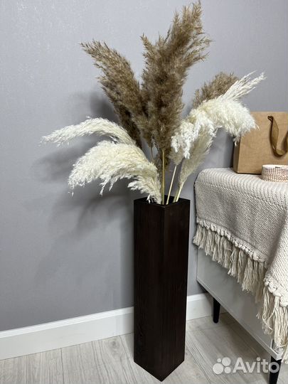 Ваза напольная высокая, деревянная