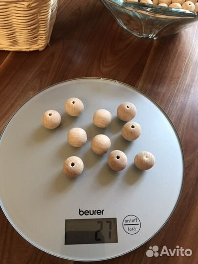 Деревянные бусины из бука разных размеров