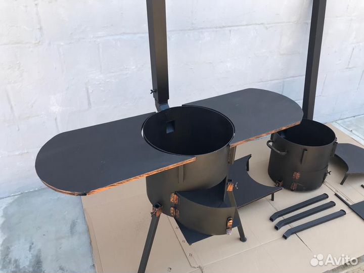 Учаг, печь из 2 и 3мм с полками, трубой и дверцой