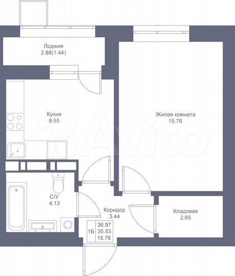 1-к. квартира, 37 м², 6/17 эт.