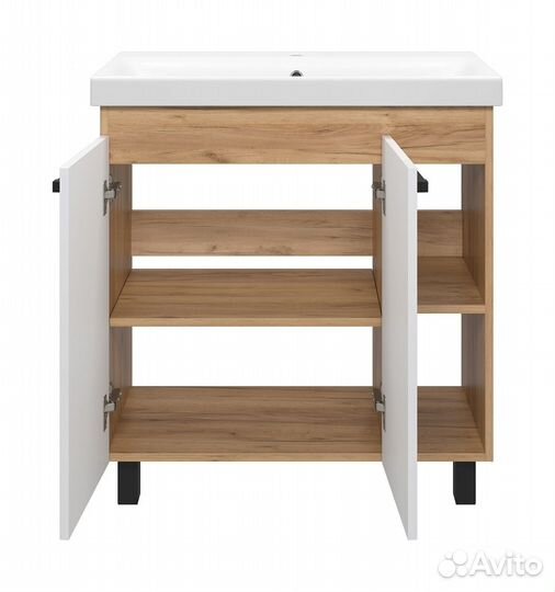 Тумба под раковину Misty Крафт 77 напольная Белый/Дуб Крафт Золотой П-Кра-07080-011