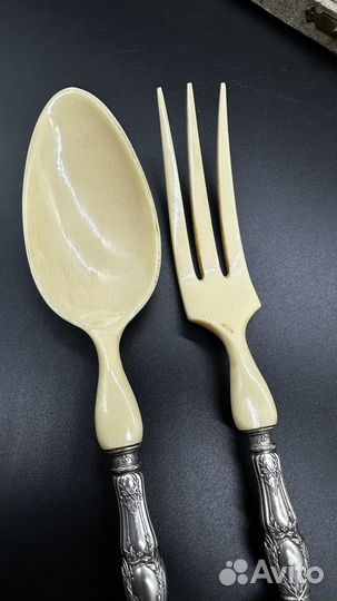 Набор для Салата Ложка Вилка ручки Серебро Франция