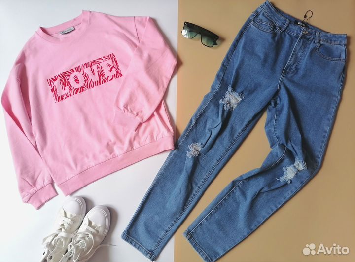 Женский свитшот и джинсы 42 44 новое