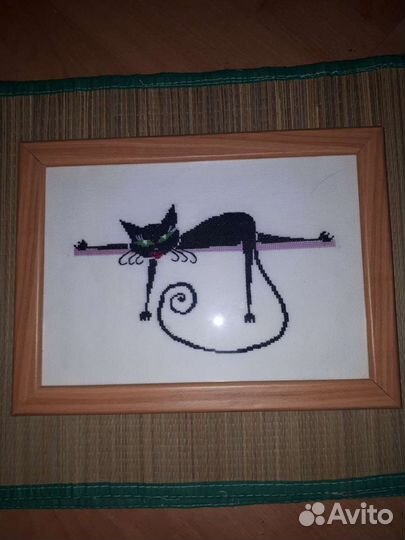 Картины вышитые крестиком - коты