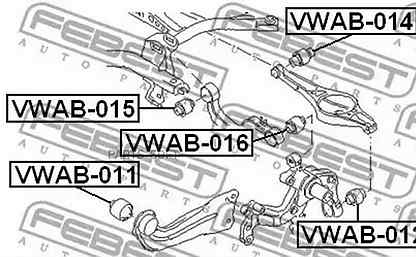 Febest Сайлентблок задн подвески skoda octavia 97-10, VW passat 05-10, 10- vwab-014