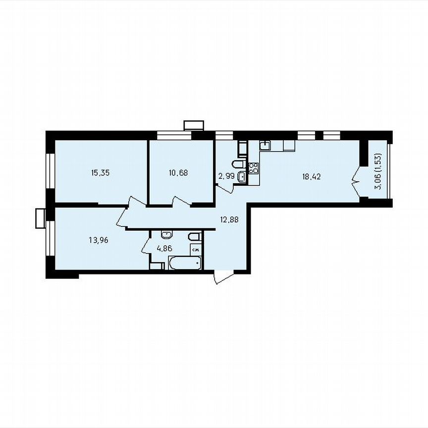 3-к. квартира, 82,3 м², 16/19 эт.
