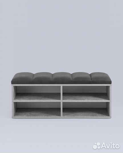 Обувница Хольст 2 серая велюр тёмно-серый