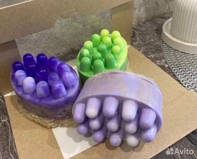 Массажное мыло ручной работы с люфой