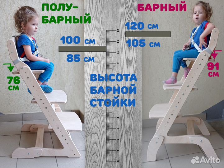 Растущий, регулируемый детский стул, высокий