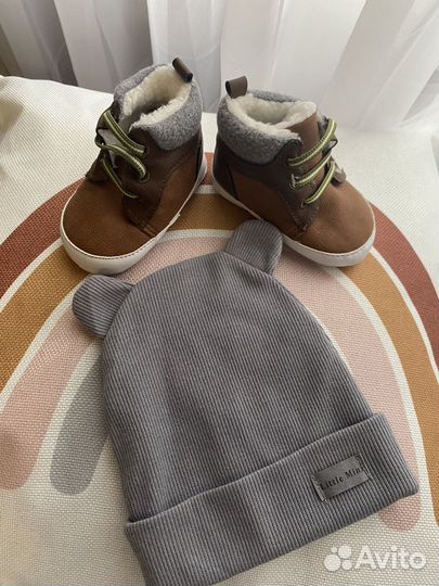 Шапочка Zara 3-6 мес /пинетки