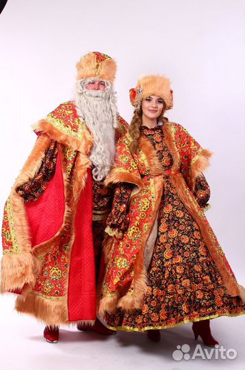 Костюмы Деда Мороза и Снегурочки в народном стиле