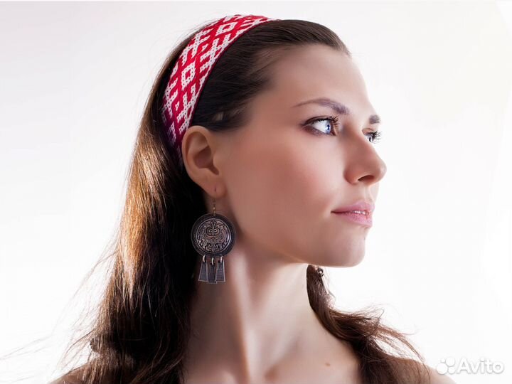 Славянское очелье Орепей белое с красным В наличии