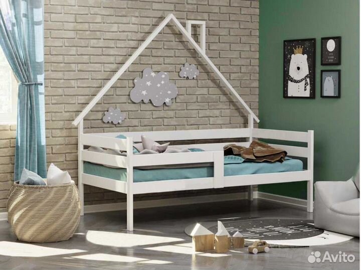 Софа детская берёза Домик с бортиком