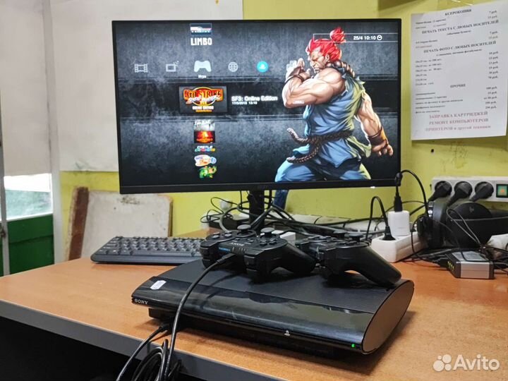 Sony ps2 slim fat два джойстика 5 игр