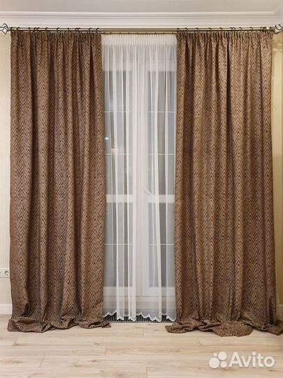 Новые шторы коричневые жаккард 150*270