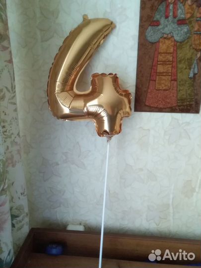 Цифры фольгированные на палочке 4, 6, 3,9, 8