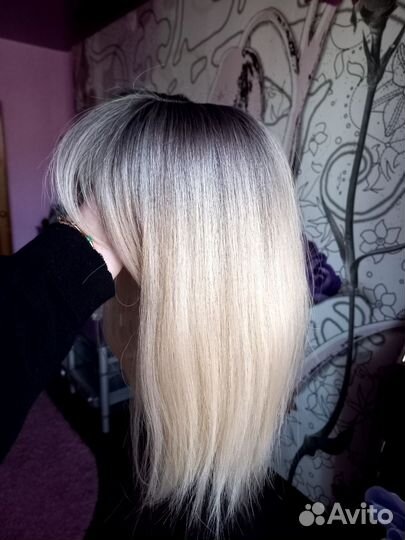 Накладка из натуральных волос с чёлкой новая бронь