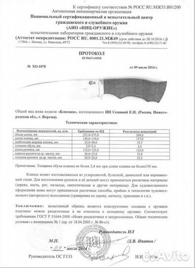 Нож туристический, Близнец