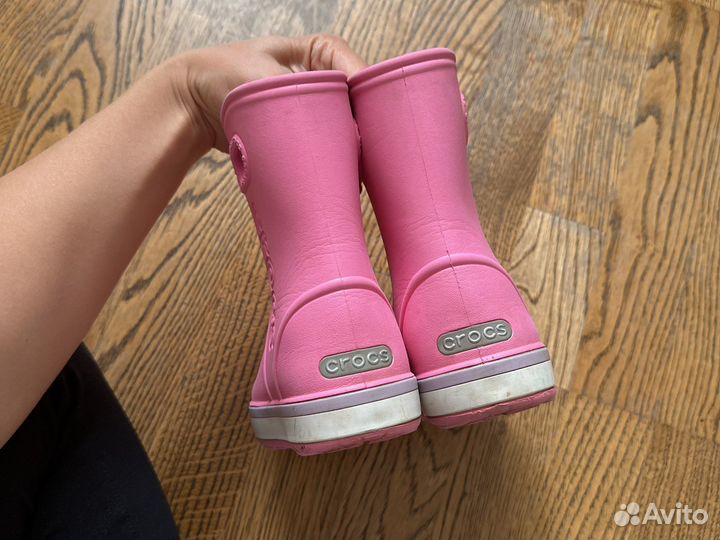 Резиновые сапоги crocs c9 розовые