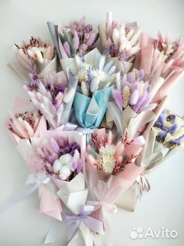 Букеты из стабилизированных цветов и сухоцветов