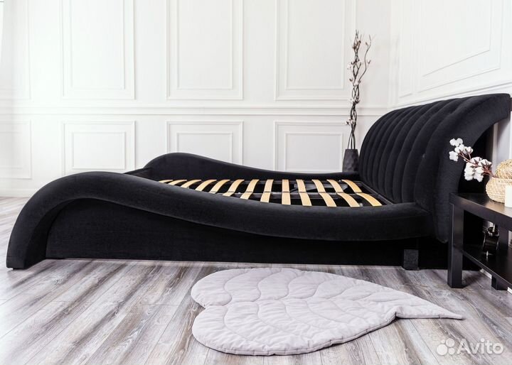 Кровать 140х200 Мадрид черный велюр