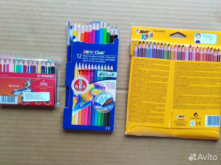 Цветные карандаши Stabilo, Bic, Staedtler