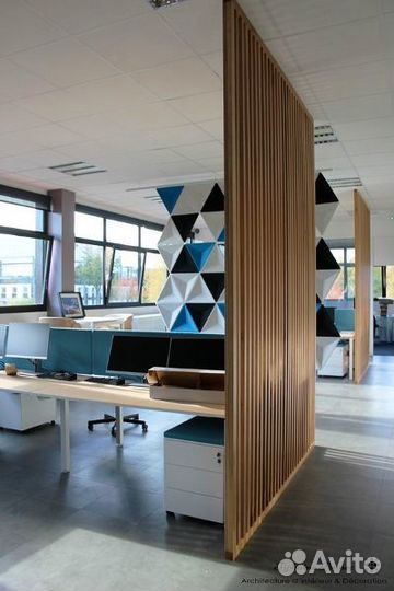 Реечная перегородка для офиса