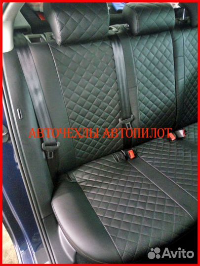 Чехлы Автопилот Skoda Fabia из экокожи чёрные Ромб