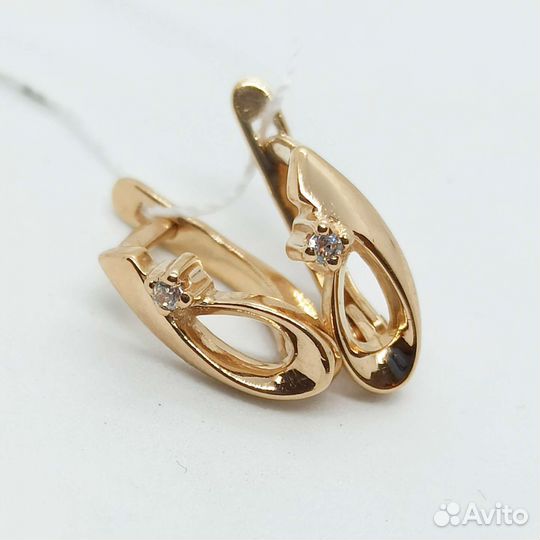 Золотые серьги с фианитами