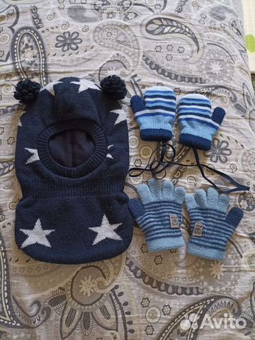 Шапка шлем и варежки