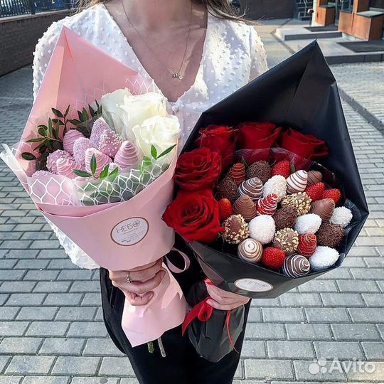 Клубника в шоколаде, Букеты с клубникой