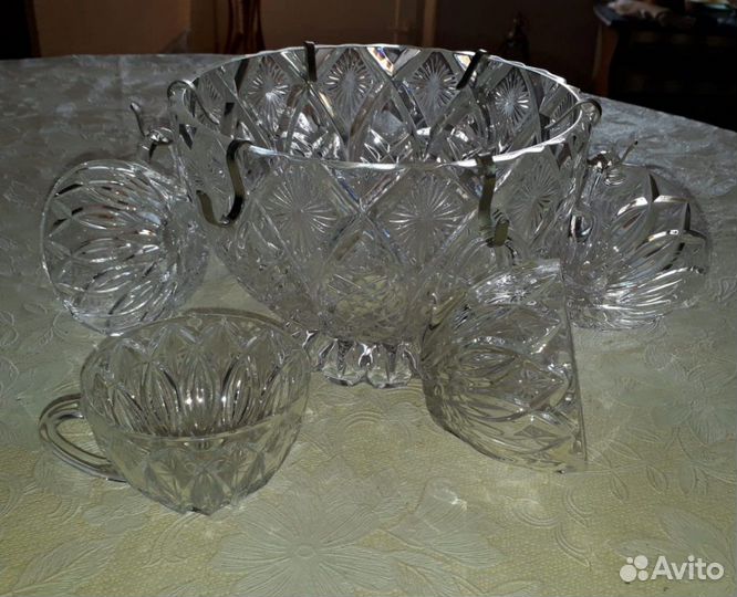 Крюшонница хрустальная, горка для сладостей