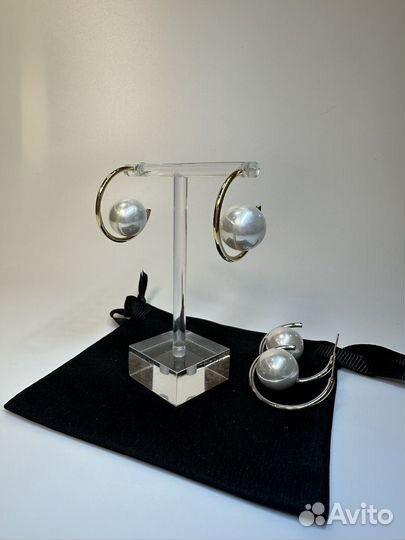 Серьги кольца с жемчугом