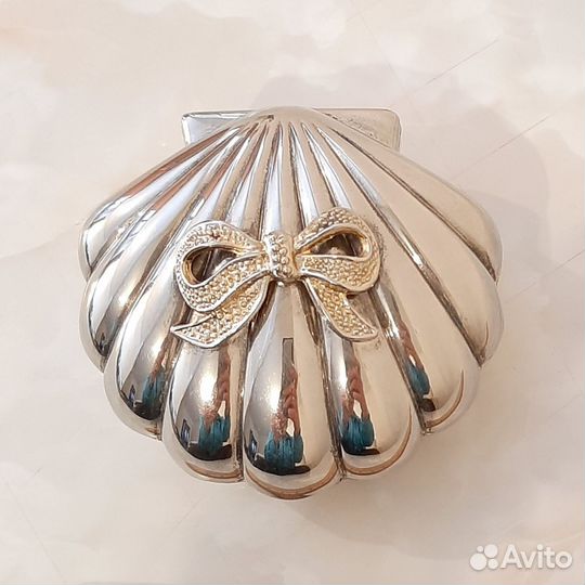 Шкатулка для украшений ракушка, мельхиор