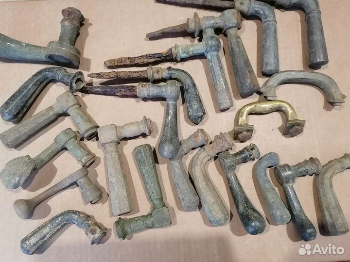 Ручка дверная, латунная, старинная