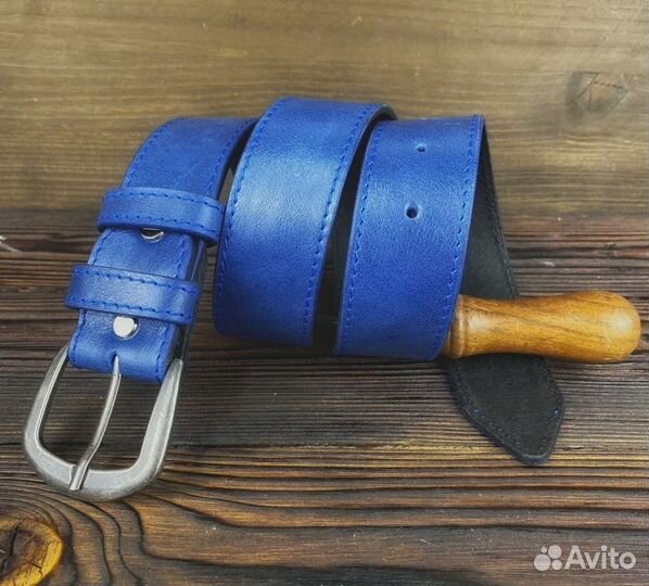 Кожаный ремень двойной / ручной работы