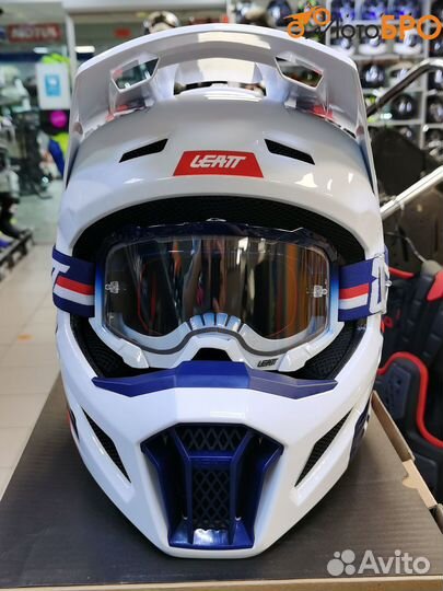 Шлем кроссовый Leatt Moto 3.5 V24 royal с очками