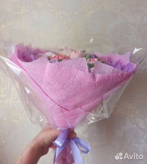 Съедобный вкусный сладкий зефирный букет