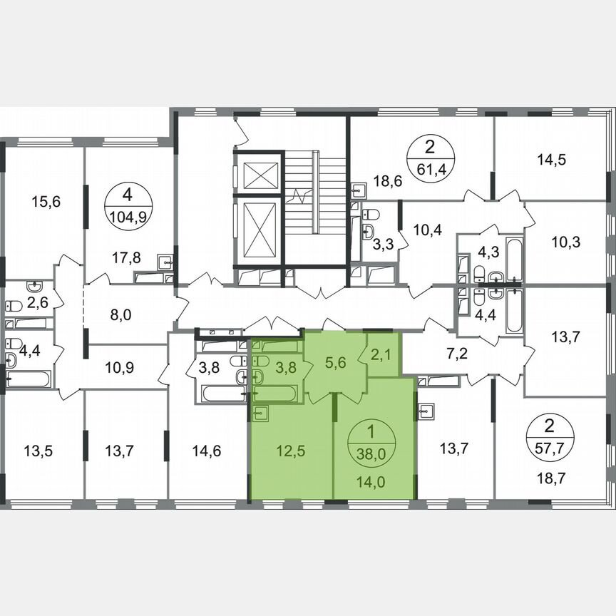 1-к. квартира, 38 м², 16/17 эт.