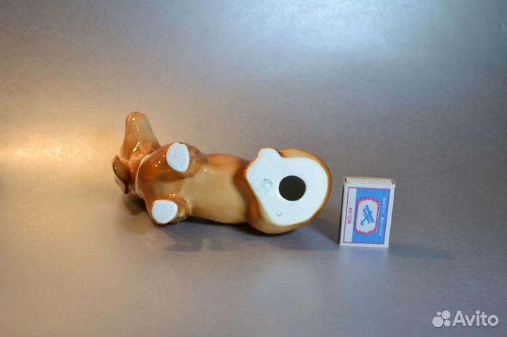 Такса большая фарфоровая статуэтка