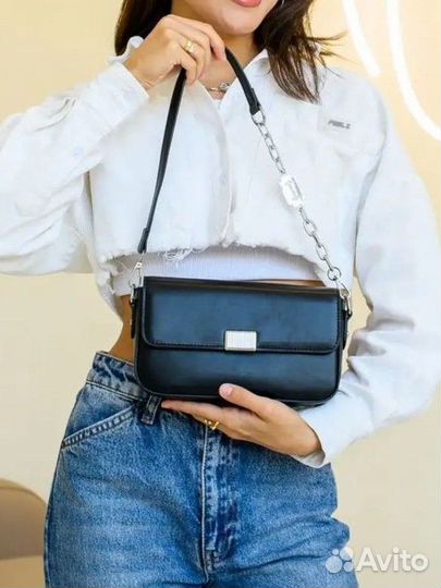 Сумка багет через плечо маленькая с широким новая